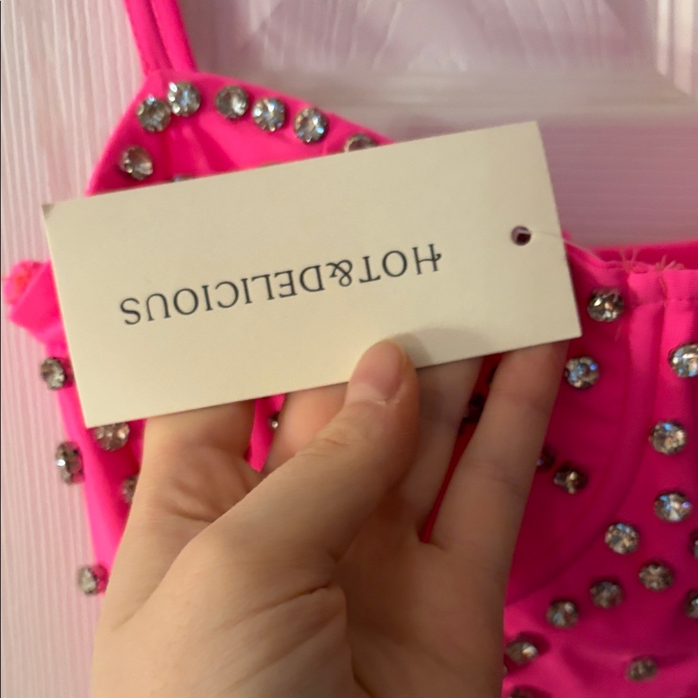 NWT Hot & Delicious Pink Studded Dress - Picture 4 of 7
